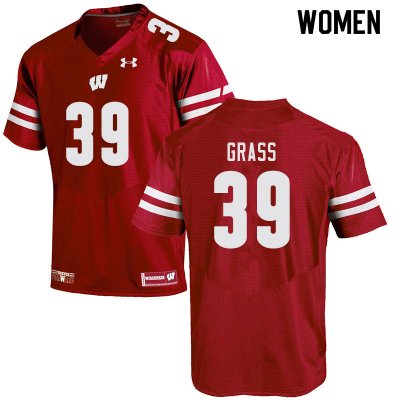 Women's Wisconsin Badgers NCAA #39 Tatum Grass Red Authentic Under Armour Stitched College Football Jersey IX31I62EC